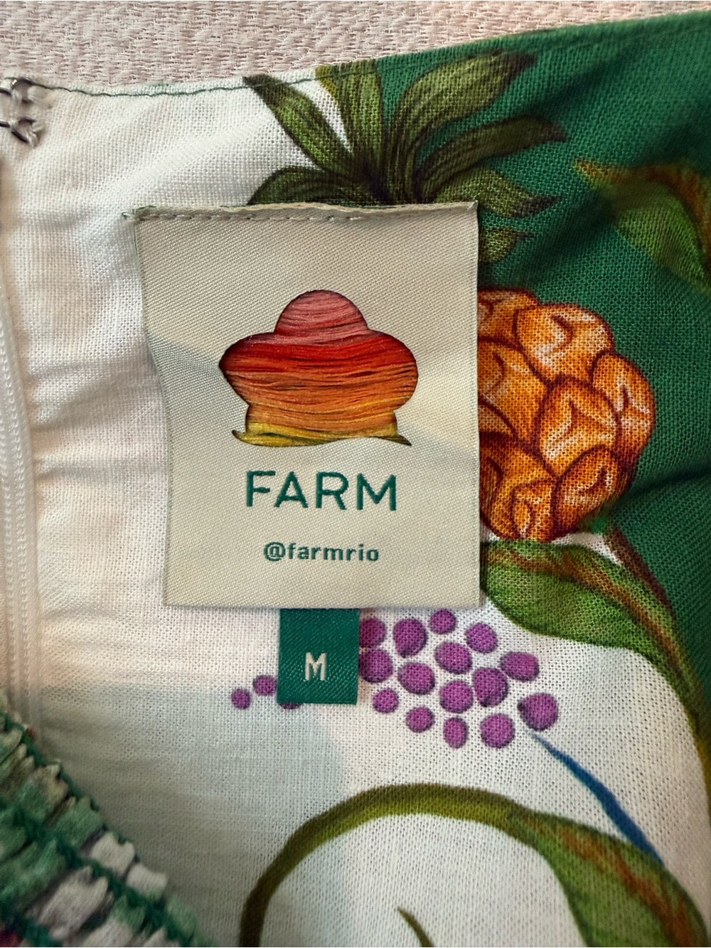 FARM Rio Green & White Floral Midi Dress with Spaghetti Straps - Picture 4 of 4